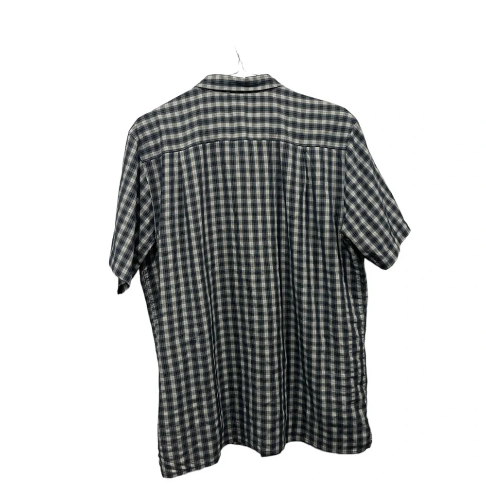 The‎ North Face Shirt Mens Sz XL/TG Blue Plaid Short Sleeve Button Up Pocket Zip